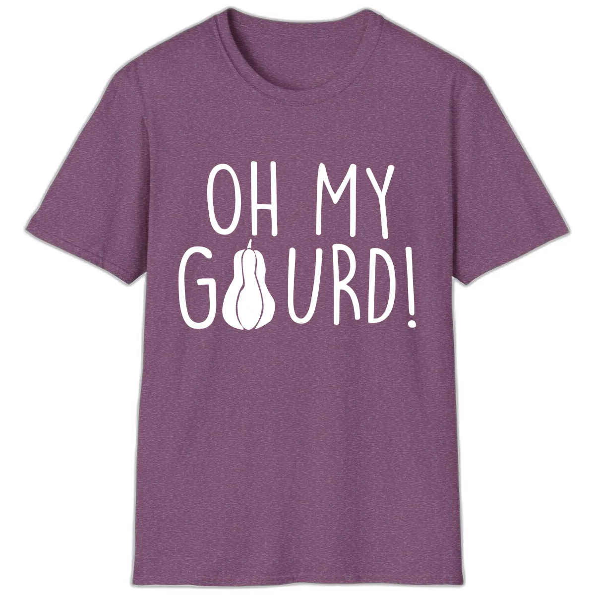 Oh My Gourd Thanksgiving Pun Design T-Shirt in Heather Maroon